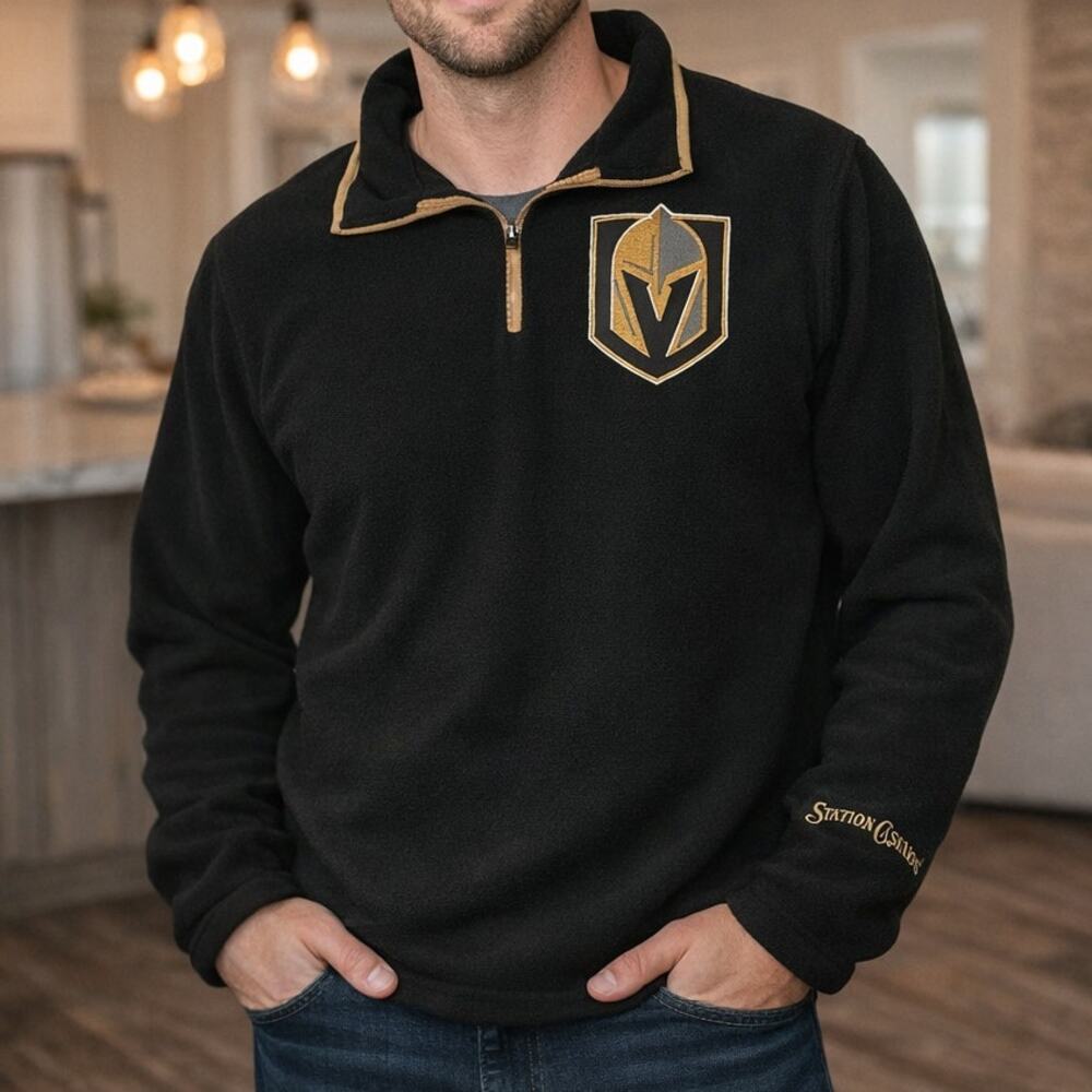 Vegas Golden Knights Size Large Quarter Zip Fleece Pullover Station Casinos - Picture 7 of 7